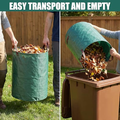 4 Pack 132 Gallon Lawn Bags with Stand Frame Gloves(D31.5,H39.4 in)