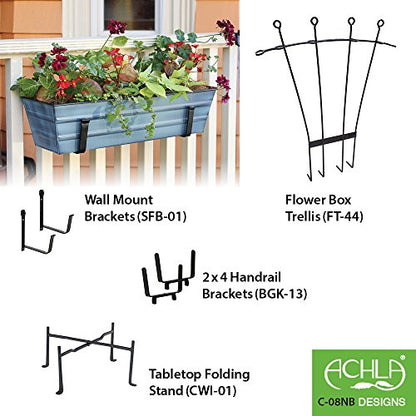 Achla Designs Galvanized Window Flower Box Planter-Nantucket Blue-Small (22" L x 6" W x 5" H) - color: Blue, size: Small