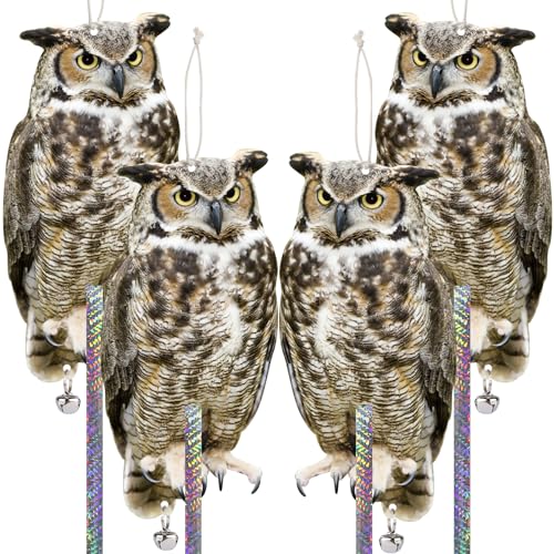 4PCS Flat Fake Owl Plastic Owl to Scare Pigeon for Balcony - color: Grey 4pcs