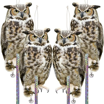 4PCS Flat Fake Owl Plastic Owl to Scare Pigeon for Balcony - color: Grey 4pcs