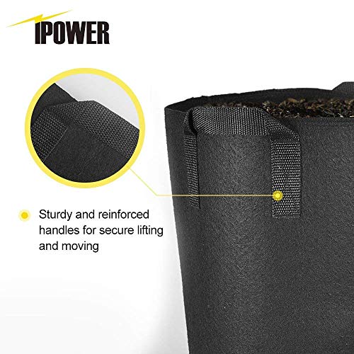 iPower 5 Gallon 5 Pack Grow Bags Nonwoven Fabric Pots Aeration Container with Strap Handles for Garden and Planting, 5-Pack Black, 5 Gallon - color: 5-pack Black, size: 5 Gallon Standard
