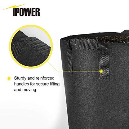 iPower 5 Gallon 5 Pack Grow Bags Nonwoven Fabric Pots Aeration Container with Strap Handles for Garden and Planting, 5-Pack Black, 5 Gallon - color: 5-pack Black, size: 5 Gallon Standard