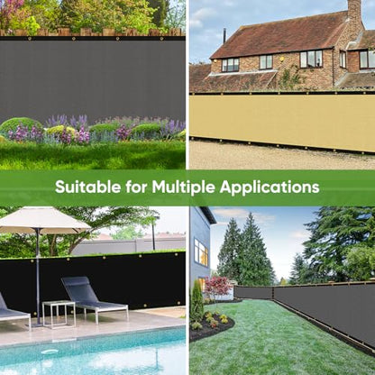 Amagenix Privacy Fence Screen 6'x8'Customized Black Heavy Duty Fencing Mesh Shade Net Cover with Brass Grommet for Chain Link, Patio Privacy Wall Slats Outdoor Garden Yard Pool Deck