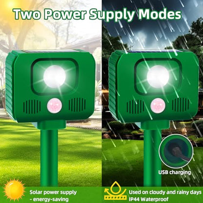 4 Pack Sonic Fortress Pro Deer Repellent Devices Solar Animal Repeller