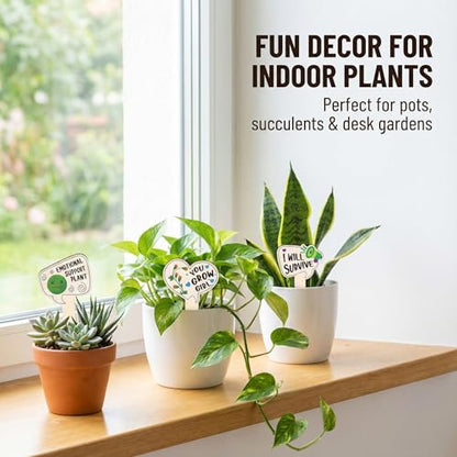 15 Pack Funny Wooden Plant Markers, Water-Resistant Garden Plant Labels Stakes for Pots & Outdoor Beds, Humorous Plant Name Signs for Indoor Houseplants, Herbs, Succulents, 2.64" W x 4.33" H