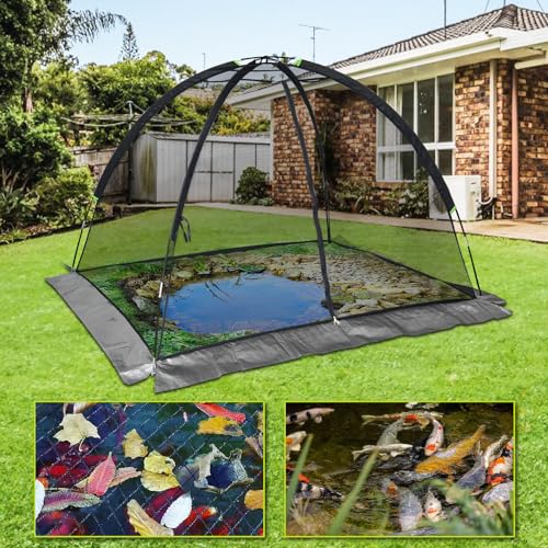 Doublehorse Pond Cover Dome Net 5 x 7 FT with Zipper Stakes