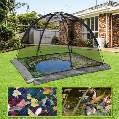 Doublehorse Pond Cover Dome Net 5 x 7 FT with Zipper Stakes
