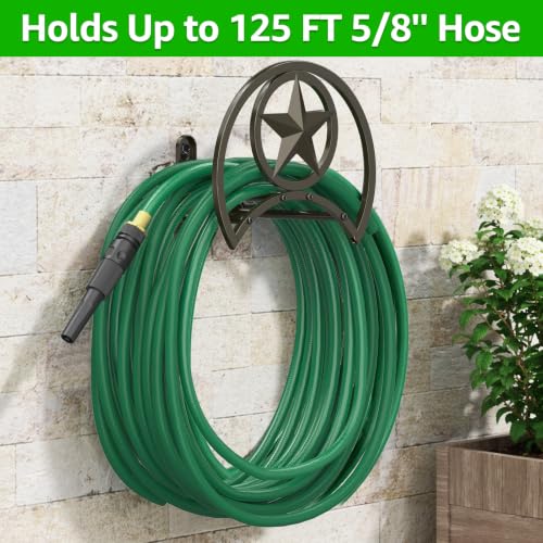 GOFORWILD Garden Hose Holder, Decorative Hose Butler Sturdy Water Hose Rack, Durable Wall Hose Hanger, Holds 125-Feet of 5/8-Inch Hose, Hose Reel, Made of Gauge Steel (9.8)