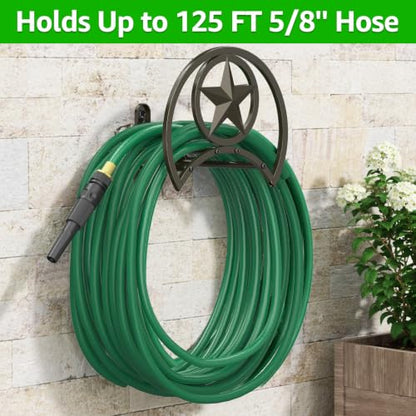 GOFORWILD Garden Hose Holder, Decorative Hose Butler Sturdy Water Hose Rack, Durable Wall Hose Hanger, Holds 125-Feet of 5/8-Inch Hose, Hose Reel, Made of Gauge Steel (9.8)