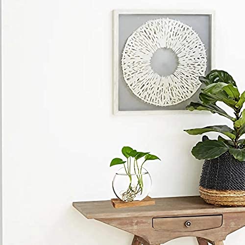 Kingbuy Round Glass Desktop Planter with Wooden Stand - Propagation Station for Small Hydroponic Plants, Spider Plants, Pothos, Lucky Bamboo - Terrarium Vase for Home Office Decor, 2-Pack, Brown - color: Brown