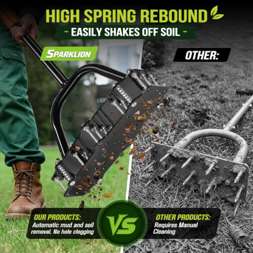 Manual Lawn Aerator Tool with 17 Spikes, Soil Aerating Tool with Gloves