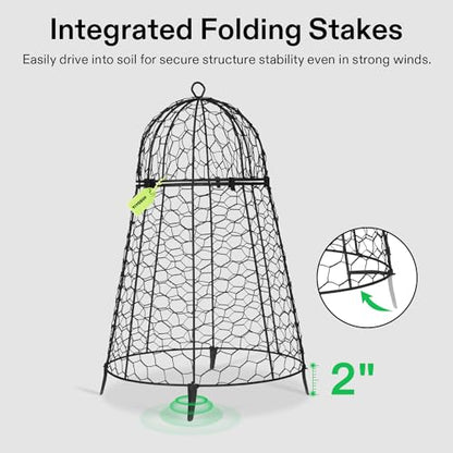 VIVOSUN Garden Cloches for Plants, Rustproof Chicken Wire Cloches with Flip-Top Design & Integrated Folding Stakes, Plants Protectors, Keep Small Animals Out, 6-Pack