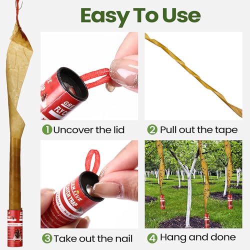 Qualirey 160 Pack Fly Strips Sticky Hanging Indoor Outdoor,Red - color: Red