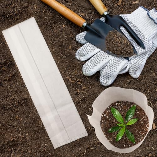 Nursing Growing Pouch, 200 PCS 7.8 x 13.7 Inches Breathable Non-Woven Plants Nursery Grow Bags, Aeration Fabric Seedling Pots Container for Vegetable, Flower, Plant Grow, White - color: White, size: 7.8"x13.7"/Pack of 200