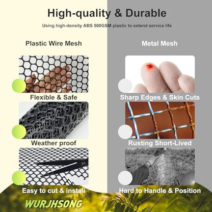 Plastic Wire Mesh Fence 16in x 33Ft Plastic Chicken Wire Mesh for Poultry, Dogs, Rabbit, Snake Barrier & Gardening Versatile Plastic Fencing (16in x 33Ft, Black) - color: Black, size: 16in x 33Ft