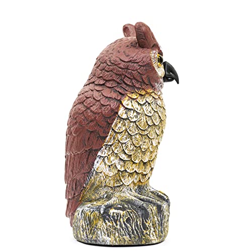 Plastic Fake Owl 11 Inch Decorative Owl Bird Scarecrow, Plastic Owls are Natures Enemy pest Repellent for Outdoor Gardens,Homes& Halloween