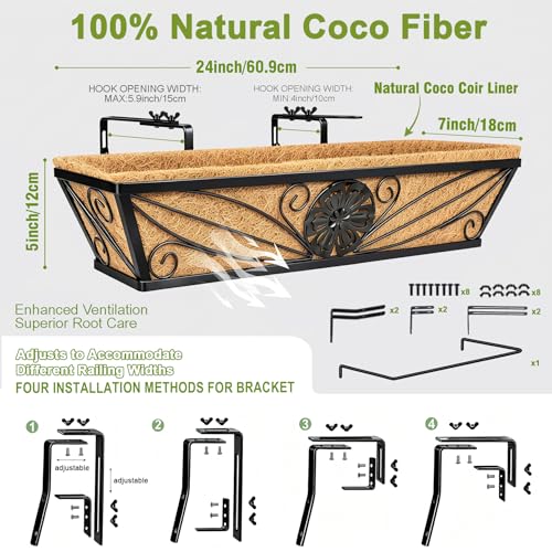 2 Pack 24 Inch Railing Planter Boxes