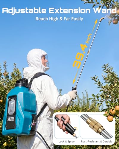 SEESII 5 Gal Leak-Proof Backpack Sprayer Battery Powered with 2 Batteries