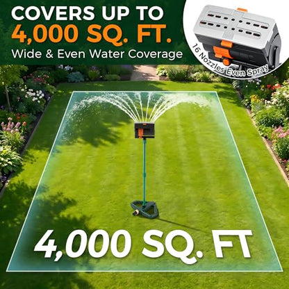 4 Way Adjustable Mini Turbo Oscillating Lawn Sprinkler(Weighted Base) - style: Metal Weighted Base