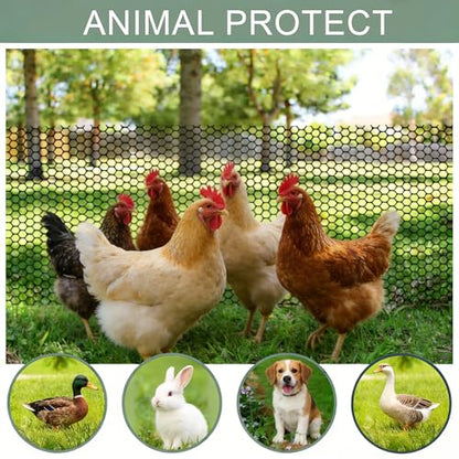 Plastic Wire Mesh Fence Roll 16 in x 50FT Plastic Chicken Mesh with 80 Pcs Zip Ties Balcony Garden Netting Fencing Barrier for Dogs, Poultry, Puppy, Garden Snake Barrier - size: 16IN x 50FT + 80Ties