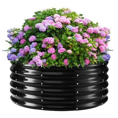 YSEJOMP 17" Tall 40" Diameter Round Raised Garden Bed Kits Outdoor Black - color: Black, size: 40 Dia X 16.5 inches