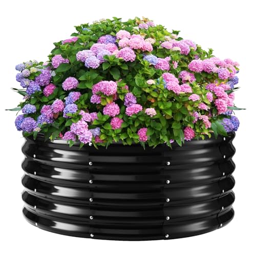 YSEJOMP 17" Tall 40" Diameter Round Raised Garden Bed Kits Outdoor Black - color: Black, size: 40 Dia X 16.5 inches