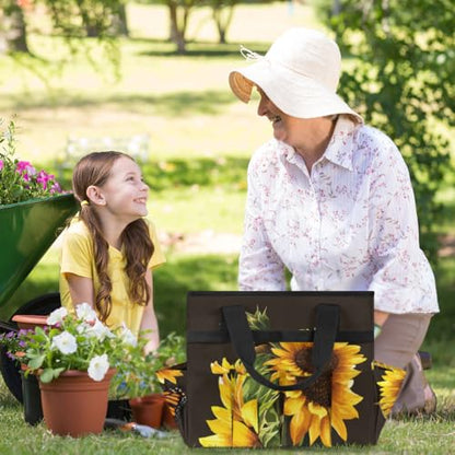 Butterfly Sunflower Funny Garden Tool Bag Waterproof Gardening Tool Storage Bag with Handle & 10 Pockets Gardening Tote Bag for Women Garden Tool Organizer - color: Butterfly Sunflower Funny
