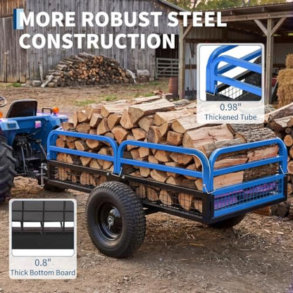1500-Lb Capacity Heavy-Duty Steel Dump Cart with Removable Rear Panel - color: Blue