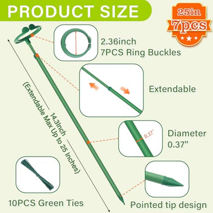 Extendable Monstera Plant Stakes, Support Sticks with Clips 7 Pack - size: 25Inches7PCS