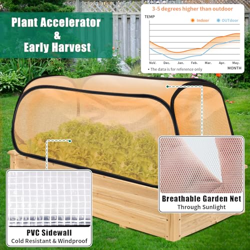 2 Pack Garden Covers for Raised Beds, 45"X22"X16", Freeze Protection - size: 2Pack