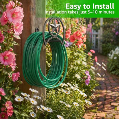 GOFORWILD Garden Hose Holder, Decorative Hose Butler Sturdy Water Hose Rack, Durable Wall Hose Hanger, Holds 125-Feet of 5/8-Inch Hose, Hose Reel, Made of Gauge Steel (9.8)