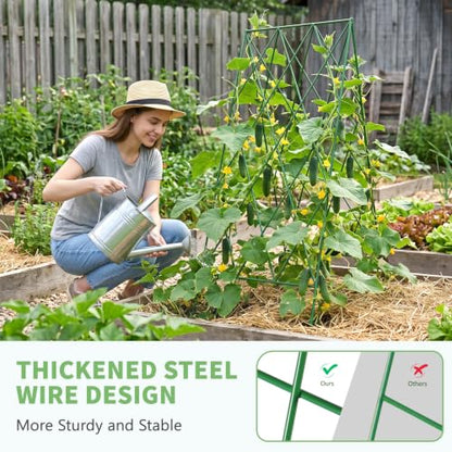 DoCred 39.4" H Cucumber Trellis, 2 Pack Foldable A Frame Garden Trellis - color: Steel Green, size: 39.4" H (Standard)