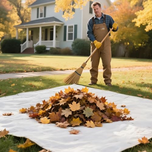 Plastic Poly Sheets - Multi Purpose Waterproof Outdoor Poly Tarp Cover for Leaf, Camping, Lawn Debris, Landscape Pruning, Yard Leaf Hauler