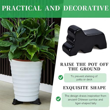 Kigeli 12 Pcs Resin Pot Feet for Outdoor Planters Frost Proof, Black - color: Black