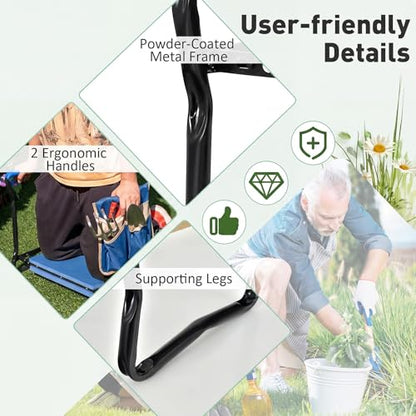 GIANTEX Garden Kneeler & Seat, Heavy-Duty Garden Bench, Blue with 1 Bag - color: Navy Blue, size: 23” x 11” x 19.5”