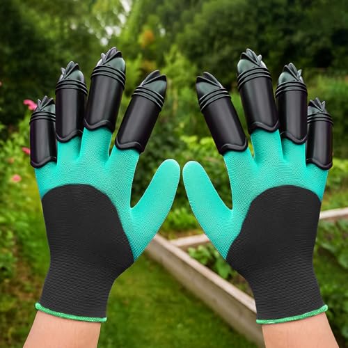 Gardening Gloves with Claws for Digging, Planting, and Weeding, Durable Glove for Men and Women, Easy to Use, Waterproof (Green, Cat Claw Shaped) - color: Green, Cat Claw