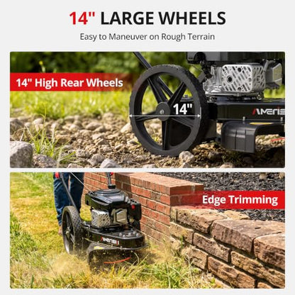 AMERISUN 22-Inch 170cc Walk Behind String Trimmer with 14-Inch High Wheels