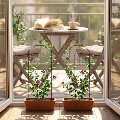 ARIFARO 4 Pack 24" Metal Garden Trellis for Climbing Plants Outdoor - size: 24 inch