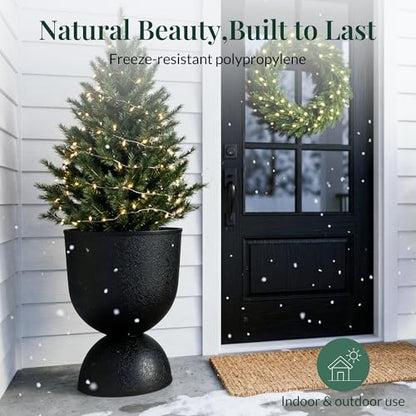 KOL Plastic Planters, Black Urn Planters 2 Pack, 18 Inch+23 Inch - color: Black, size: Bundle: 18"+23"