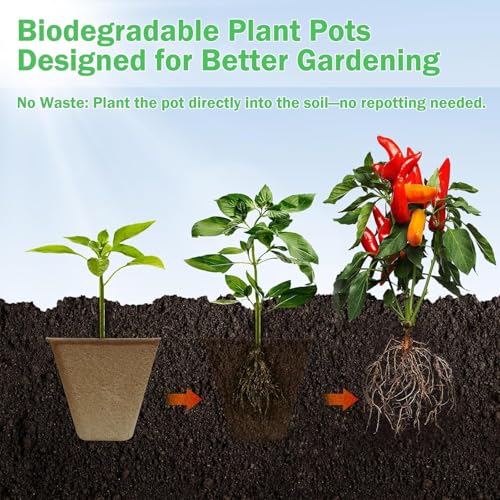 Peat Pots, 122 Pack 3.15 Inch Seed Starter Pots for Seedlings - size: 122 Pcs