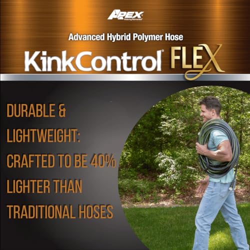 Kink Control Flex Advanced Hybrid Hose - 50 Ft Outdoor Hose, 40% Lighter, Ultra Flexible, Easy to Maneuver, Neverkink Technology, Durable Construction - size: 5/8" x 50 ft, style: Flex