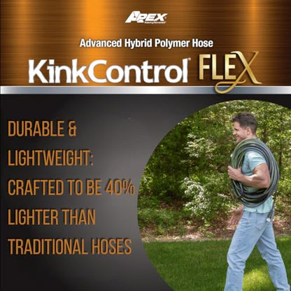 Kink Control Flex Advanced Hybrid Hose - 50 Ft Outdoor Hose, 40% Lighter, Ultra Flexible, Easy to Maneuver, Neverkink Technology, Durable Construction - size: 5/8" x 50 ft, style: Flex