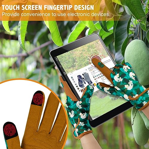 Leather Gardening Gloves for Women Garden Gloves Thorn Proof Heavy Duty Gloves Women Gardening Gift - color: Color a