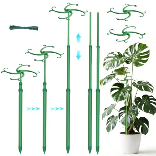 Telescoping Plant Stakes 5Pack 17.3to42.3IN Adjustable MonsteraPlantSupport - size: 42.3 IN 5 PCS