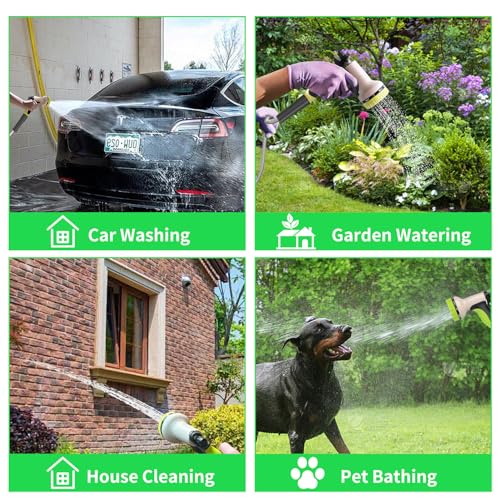 50ft Garden Hose, Heavy Duty Outdoor Water Hose with 10-Way Spray Nozzle, Leak-Proof Brass Connectors, Flexible 50 Foot Hose for Yard & Outdoor,Car Wash - size: 50FT