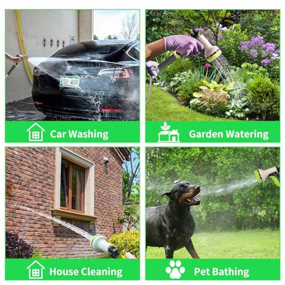 50ft Garden Hose, Heavy Duty Outdoor Water Hose with 10-Way Spray Nozzle, Leak-Proof Brass Connectors, Flexible 50 Foot Hose for Yard & Outdoor,Car Wash - size: 50FT