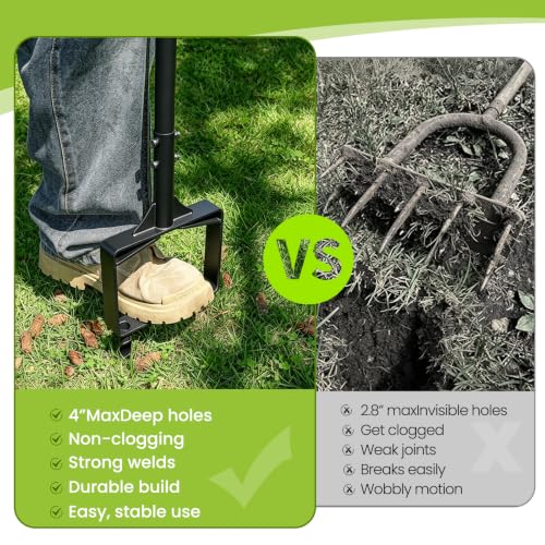 Manual Lawn Core Aerator for Compacted Soil, Hollow Tines