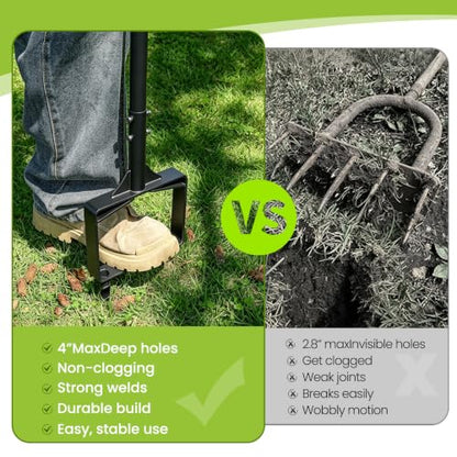 Manual Lawn Core Aerator for Compacted Soil, Hollow Tines
