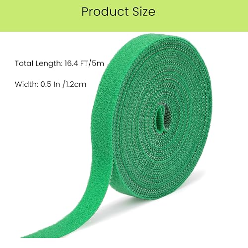 Plant Ties Hook and Loop Garden Tapes 1/2'' Wide Fabric Fastening Tape Double Sided Self Gripping Strap Reusable Adjustable Cable Ties Garden Vines Ties, Soft Plant Tie (1/2 Inch x 32 ft, Green) - size: 1/2 Inch x 32 Feet