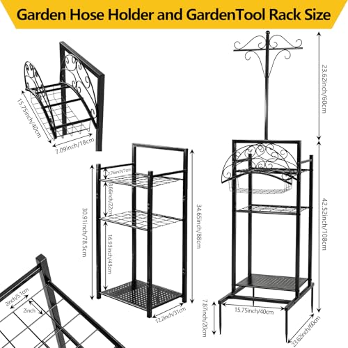 3-in-1 Garden Hose Holder with Tool Organizer